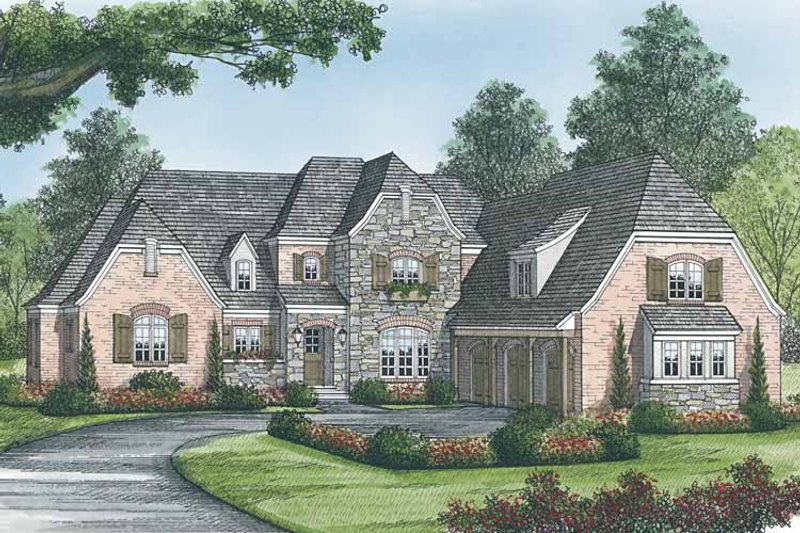 Home Plan - Exterior - Front Elevation 3 for European House Plan #453-583 - 4 bed, 4.5 bath