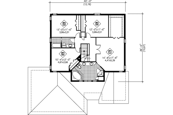 Floor Plan - Upper Floor for Traditional House Plan #25-2222 - 4 bed, 2.5 bath