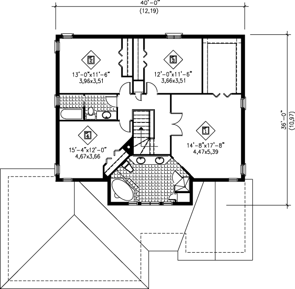 Traditional Floor Plan - Upper Floor Plan #25-2222