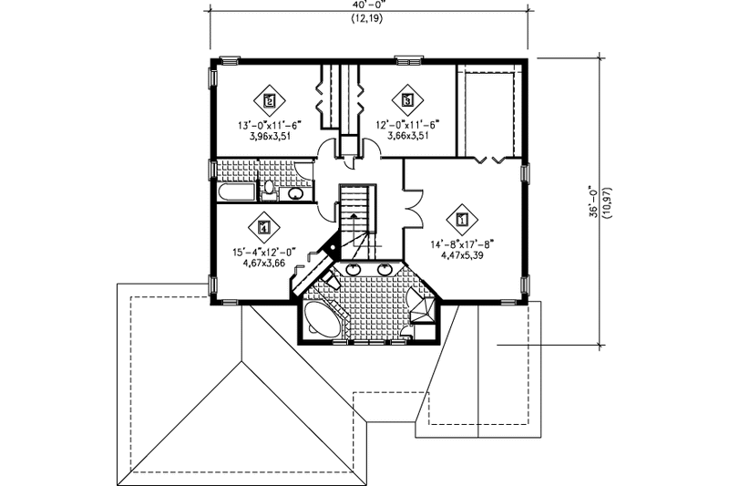 House Plan Design - Floor Plan - Upper Floor for Traditional House Plan #25-2222 - 4 bed, 2.5 bath
