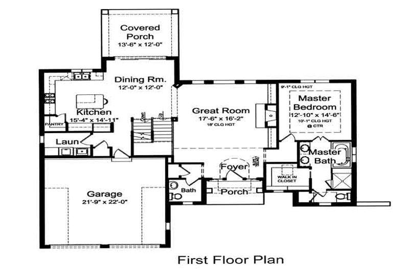Dream House Plan - Floor Plan - Main Floor for European House Plan #46-473 - 4 bed, 2.5 bath