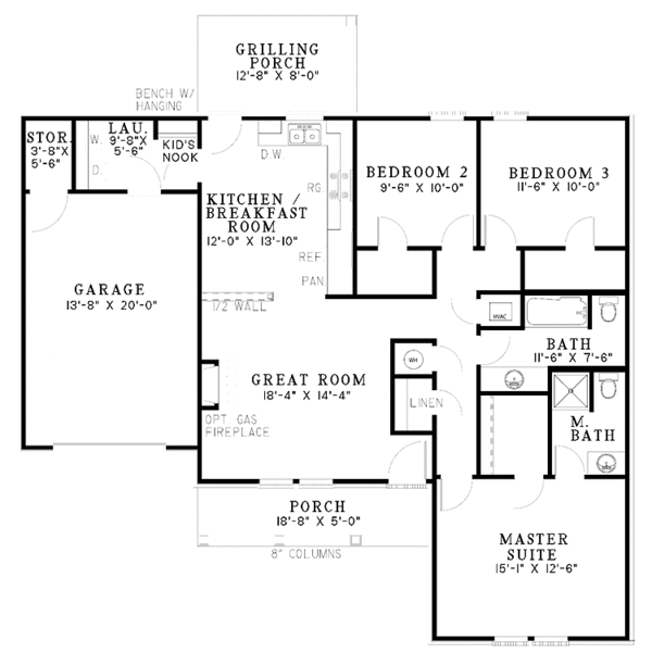 House Design - Ranch Floor Plan - Main Floor Plan #17-2968