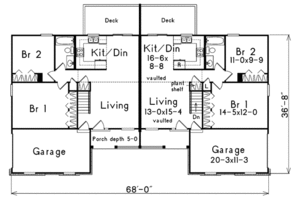 Floor Plan - Main Floor for Traditional House Plan #57-141 - 2 bed, 1 bath