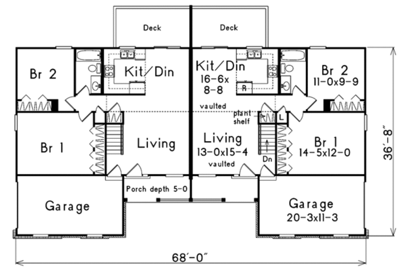 Dream House Plan - Floor Plan - Main Floor for Traditional House Plan #57-141 - 2 bed, 1 bath