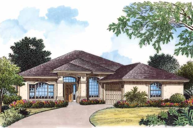 Architectural House Design - Mediterranean Exterior - Front Elevation Plan #417-770