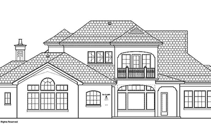 House Blueprint - Exterior - Rear Elevation for European House Plan #1019-13 - 4 bed, 5.5 bath