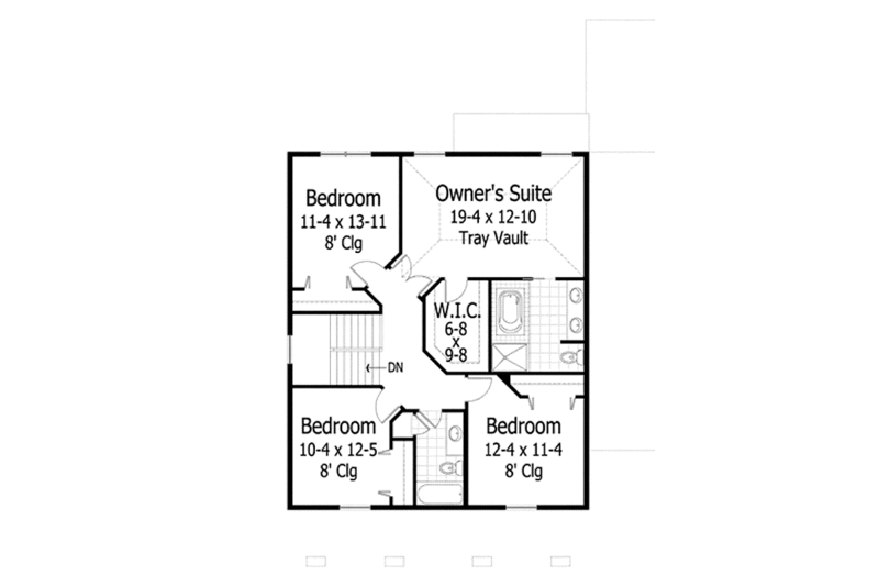 Architectural House Design - Floor Plan - Upper Floor for Country House Plan #51-1076 - 4 bed, 2.5 bath