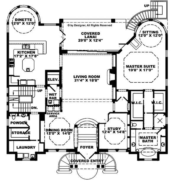 Home Plan - Mediterranean Floor Plan - Main Floor Plan #1017-98