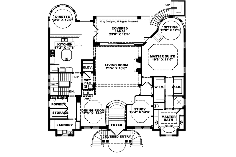 Home Plan - Floor Plan - Main Floor for Mediterranean House Plan #1017-98 - 4 bed, 5 bath