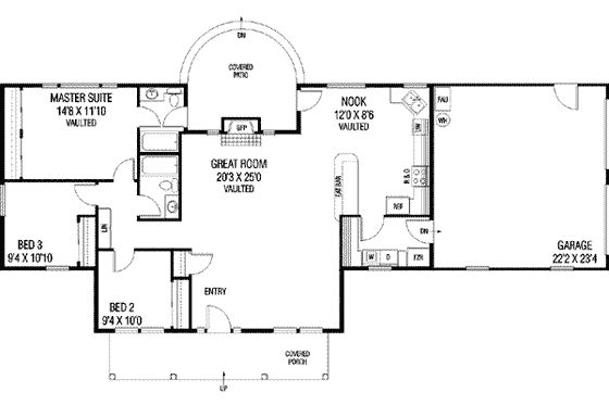 Floor Plan - Main Floor for Ranch House Plan #60-638 - 3 bed, 2 bath