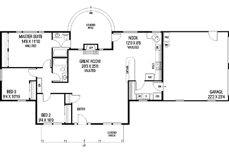 Dream House Plan - Floor Plan - Main Floor for Ranch House Plan #60-638 - 3 bed, 2 bath