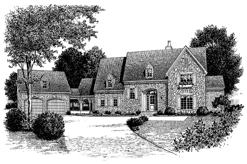 Architectural House Design - Exterior - Front Elevation 3 for Country House Plan #453-227 - 5 bed, 5.5 bath