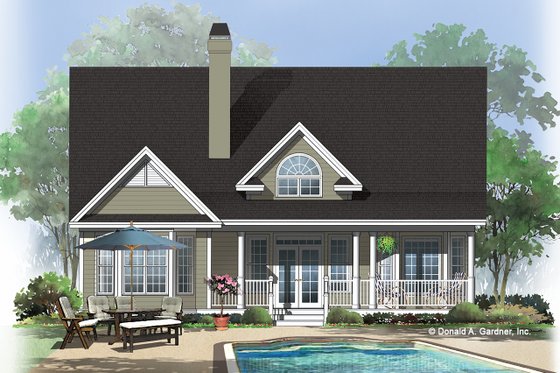 Exterior - Rear Elevation 1 for Country House Plan #929-522 - 3 bed, 2.5 bath