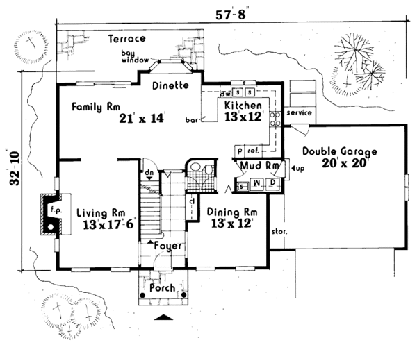 Home Plan - Colonial Floor Plan - Main Floor Plan #3-326