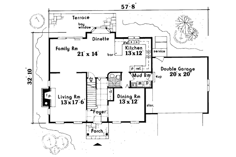 Dream House Plan - Floor Plan - Main Floor for Colonial House Plan #3-326 - 4 bed, 2.5 bath