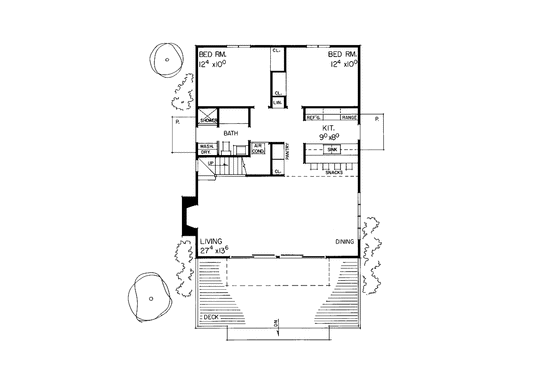 Floor Plan - Main Floor for Contemporary House Plan #72-542 - 5 bed, 2 bath