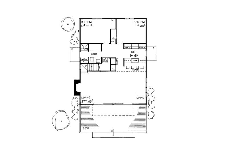 Home Plan - Floor Plan - Main Floor for Contemporary House Plan #72-542 - 5 bed, 2 bath