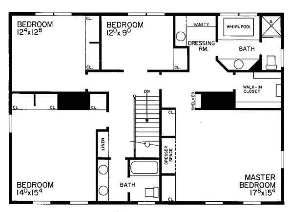Home Plan - Colonial Floor Plan - Upper Floor Plan #72-693