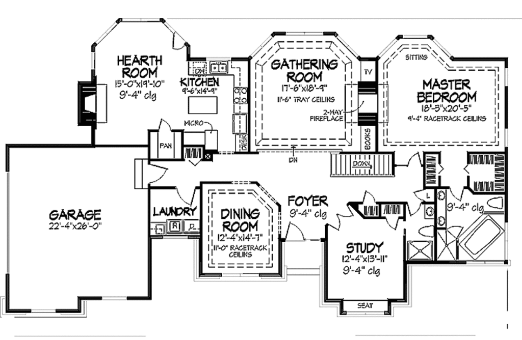 Ranch Style House Plan 1 Beds 2 Baths 2200 Sq/Ft Plan
