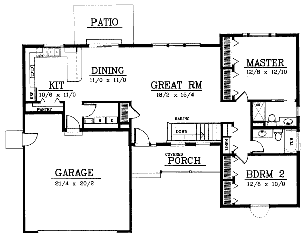 House Design - Traditional Floor Plan - Main Floor Plan #93-102