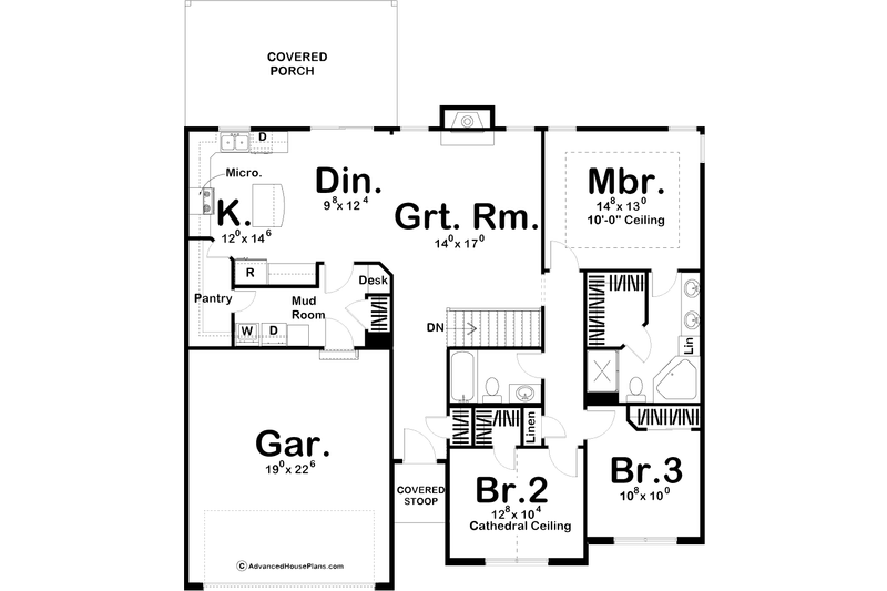Home Plan - Floor Plan - Main Floor for Traditional House Plan #455-201 - 3 bed, 2 bath