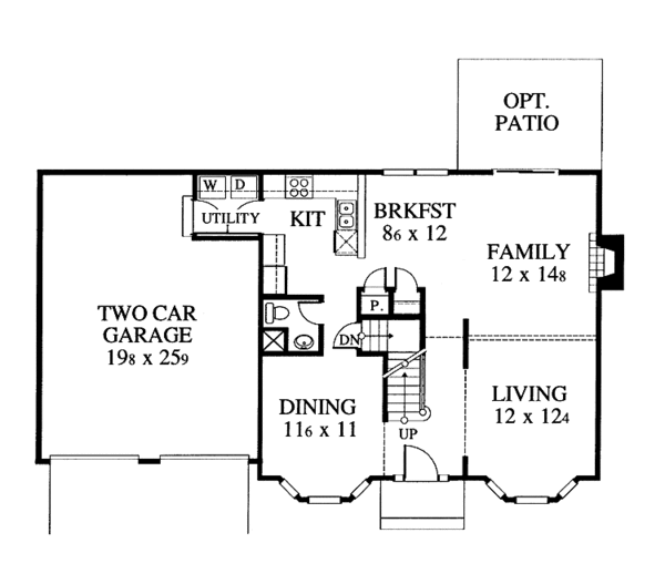 Home Plan - Colonial Floor Plan - Main Floor Plan #1053-34