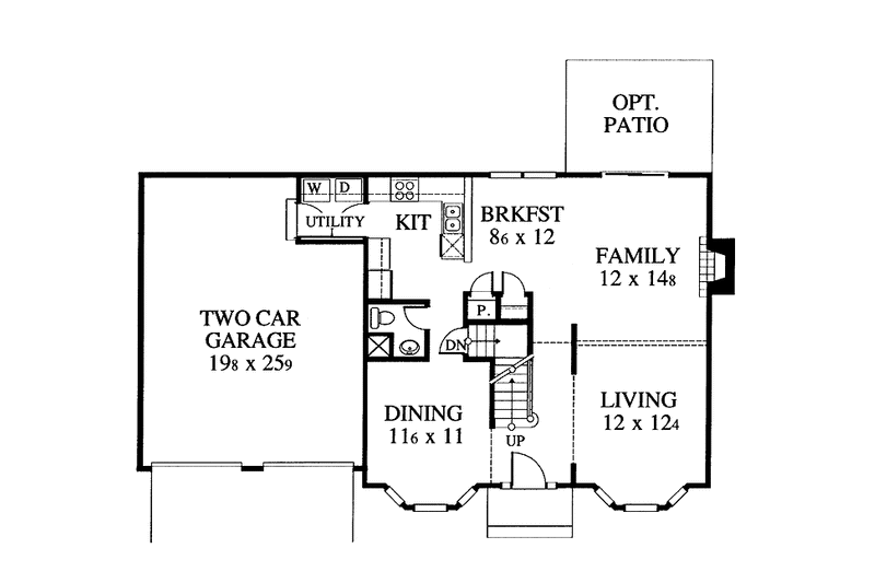 Dream House Plan - Floor Plan - Main Floor for Colonial House Plan #1053-34 - 3 bed, 2.5 bath
