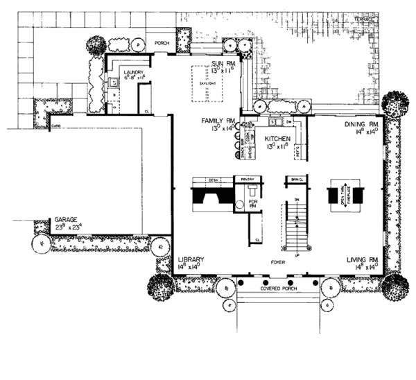 House Blueprint - Classical Floor Plan - Main Floor Plan #72-807