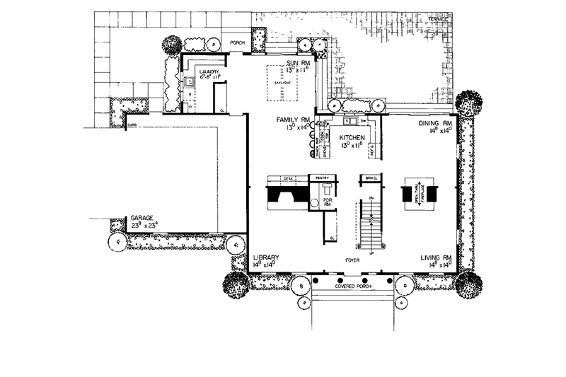 House Design - Floor Plan - Main Floor for Classical House Plan #72-807 - 4 bed, 3.5 bath