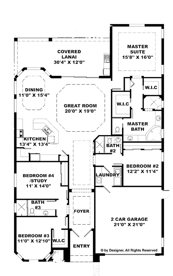 Architectural House Design - Mediterranean Floor Plan - Main Floor Plan #1017-85