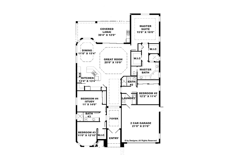 Architectural House Design - Floor Plan - Main Floor for Mediterranean House Plan #1017-85 - 4 bed, 3 bath