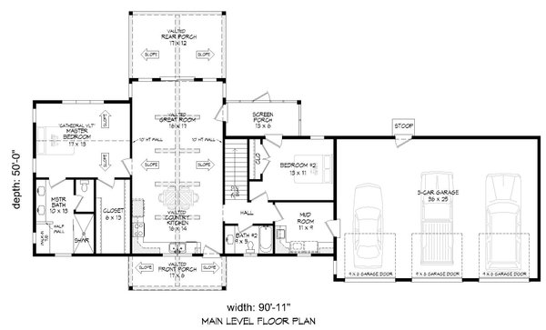 Home Plan - Southern Floor Plan - Main Floor Plan #932-780