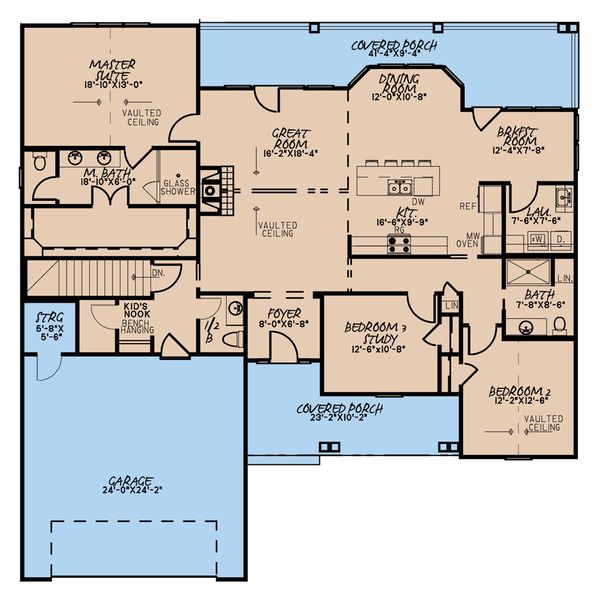 House Blueprint - Traditional Floor Plan - Main Floor Plan #923-177