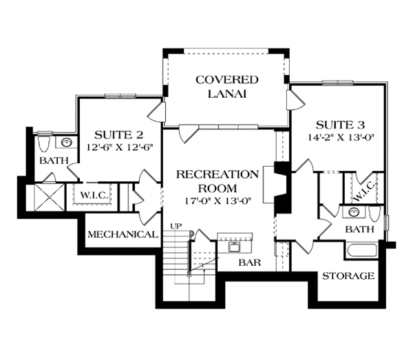 House Blueprint - European Floor Plan - Lower Floor Plan #453-607