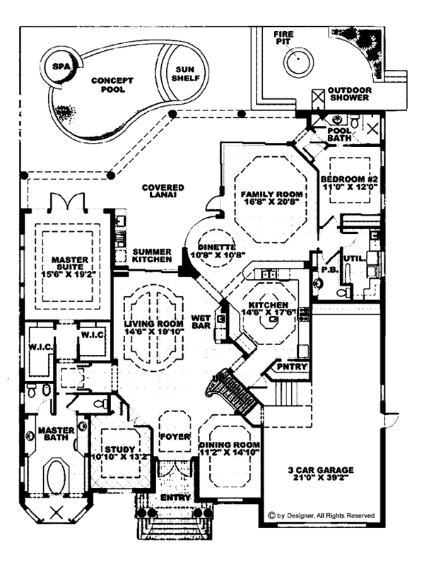 Dream House Plan - Mediterranean Floor Plan - Main Floor Plan #1017-35