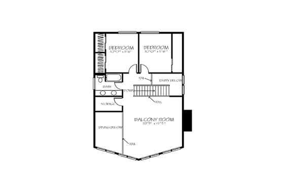 Floor Plan - Upper Floor for Bungalow House Plan #320-155 - 3 bed, 2 bath