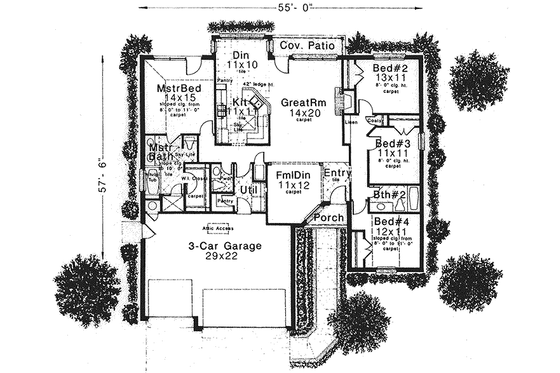 Floor Plan - Main Floor for Traditional House Plan #310-780 - 4 bed, 2.5 bath