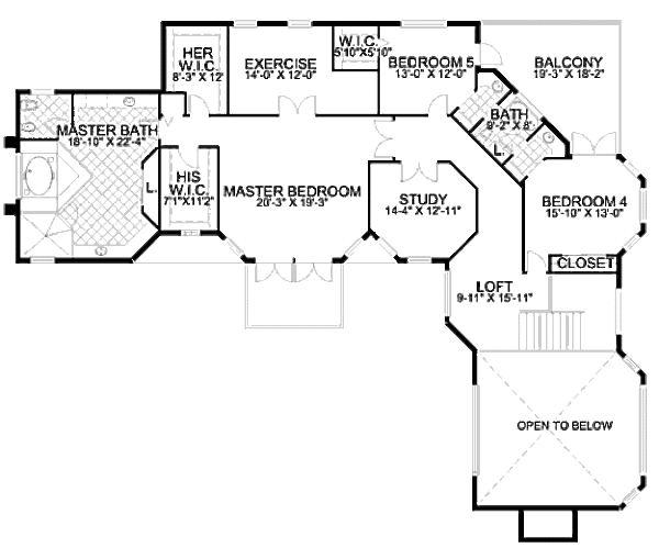 Mediterranean Floor Plan - Upper Floor Plan #420-169