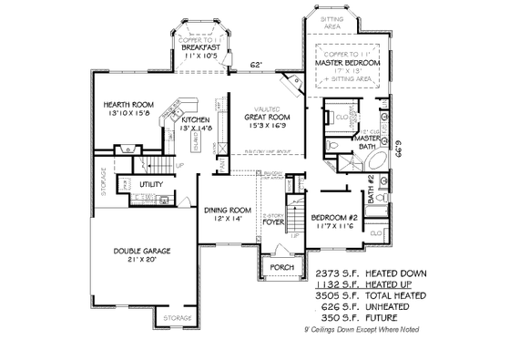 Floor Plan - Main Floor for Traditional House Plan #424-61 - 5 bed, 4 bath