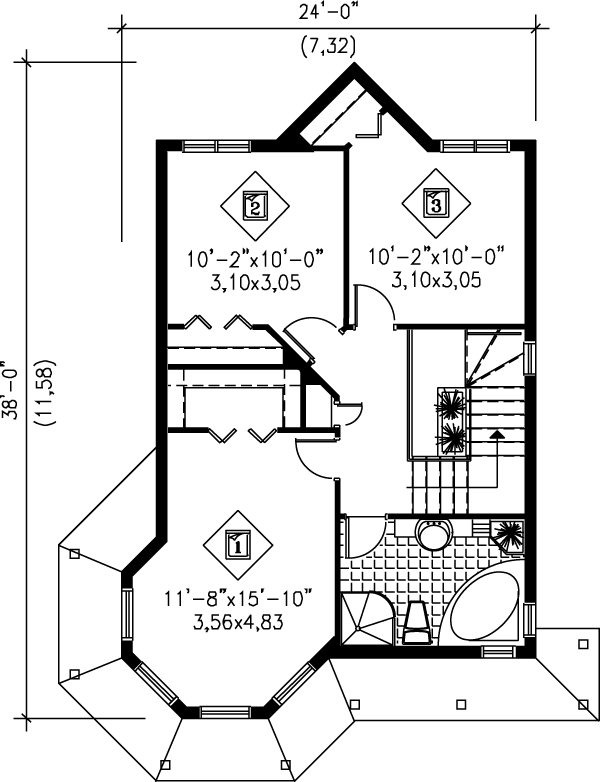 Victorian Floor Plan - Upper Floor Plan #25-2032