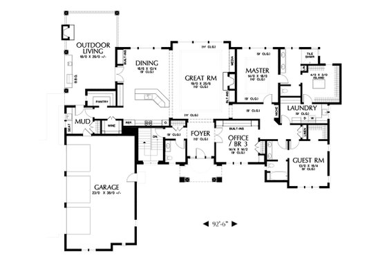 Floor Plan - Main Floor for European House Plan #48-672 - 3 bed, 2.5 bath