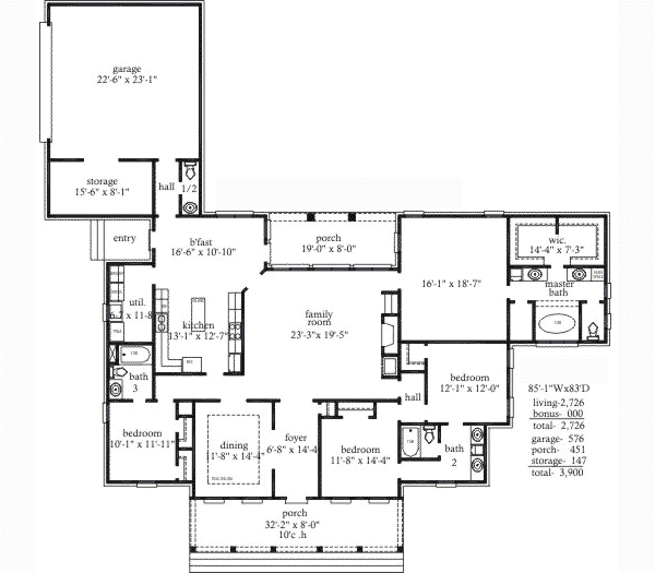 Southern Floor Plan - Main Floor Plan #69-131