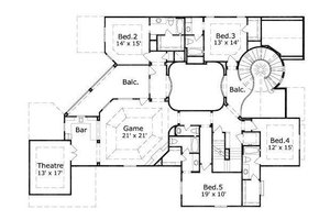 Floor Plan - Upper Floor for European House Plan #411-664 - 5 bed, 5.5 bath