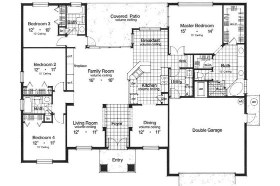 Floor Plan - Main Floor for Modern House Plan #417-214 - 4 bed, 3 bath