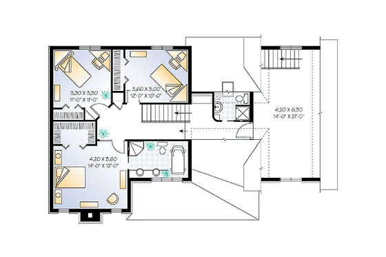 Floor Plan - Upper Floor for Traditional House Plan #23-2156 - 3 bed, 2.5 bath