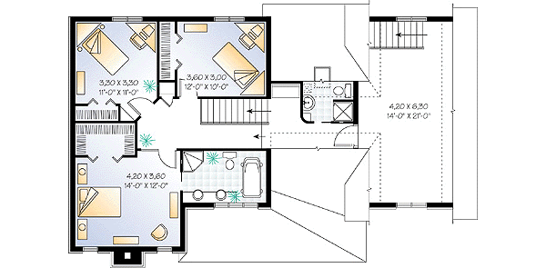 House Blueprint - Traditional Floor Plan - Upper Floor Plan #23-2156