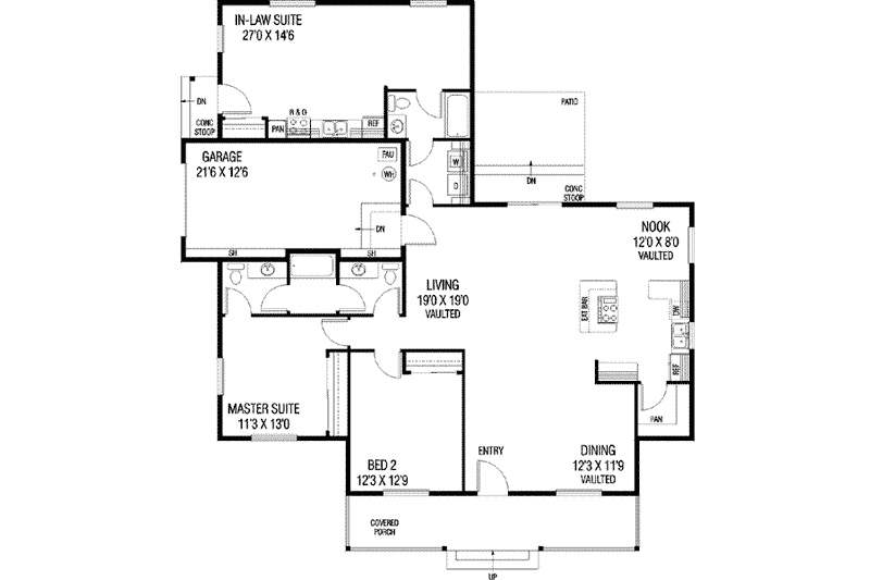 Home Plan - Floor Plan - Main Floor for Traditional House Plan #60-623 - 3 bed, 2 bath