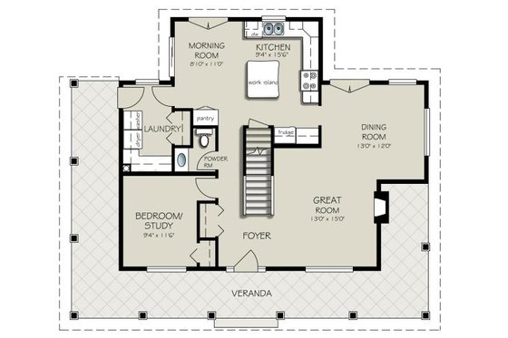 Floor Plan - Main Floor for Country House Plan #427-3 - 4 bed, 3 bath