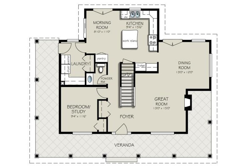 Home Plan - Floor Plan - Main Floor for Country House Plan #427-3 - 4 bed, 3 bath