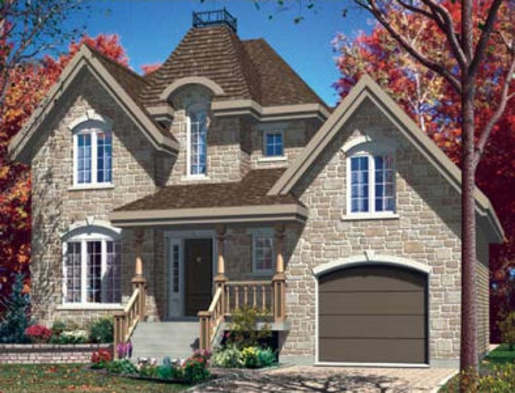 Exterior - Front Elevation 2 for European House Plan #138-230 - 3 bed, 1.5 bath